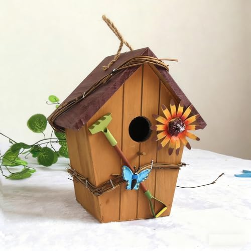 Landhaus-Stil Vogelhaus aus Holz - Dekorativer Nistkasten für Meisen zum Aufhängen an Balkon & Garten (1, EIN Satz) von JACKANNA