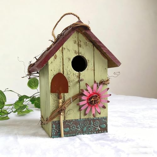 Landhaus-Stil Vogelhaus aus Holz - Dekorativer Nistkasten für Meisen zum Aufhängen an Balkon & Garten (3, EIN Satz) von JACKANNA
