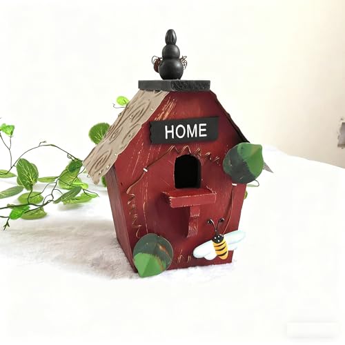 Landhaus-Stil Vogelhaus aus Holz - Dekorativer Nistkasten für Meisen zum Aufhängen an Balkon & Garten (4, EIN Satz) von JACKANNA