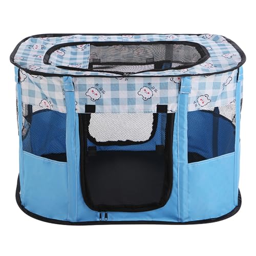 Leichter Tragbarer Gfaltbarer Haustierstall. Einzige Katzen- und Hunde- Zelt auch als Laufstall Geeignet. Mit aufbewahrbarer Handtasche Geeignet für Kaninchen, Hund und Welpen (Himmelblau) von JACKANNA