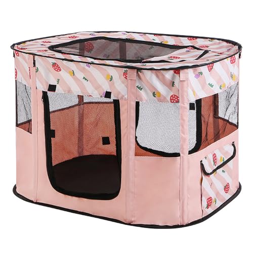 Leichter Tragbarer Gfaltbarer Haustierstall. Einzige Katzen- und Hunde- Zelt auch als Laufstall Geeignet. Mit aufbewahrbarer Handtasche Geeignet für Kaninchen, Hund und Welpen (Rosa) von JACKANNA