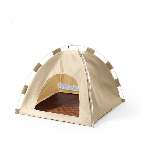 Premium Katzen-Kühlzelt aus atmungsaktivem Material - Tragbar & Waschbar für Indoor/Outdoor - Ideal gegen Sommerhitze (Leicht & Schnellaufbau) (Gelb, s) von JACKANNA