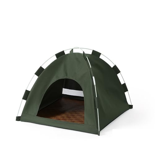 Premium Katzen-Kühlzelt aus atmungsaktivem Material - Tragbar & Waschbar für Indoor/Outdoor - Ideal gegen Sommerhitze (Leicht & Schnellaufbau) (Militärgrün, s) von JACKANNA
