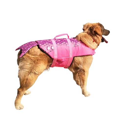Schwimmweste Hund Groß - Schwimmweste mit Reflektorstreifen, Schwimmweste Hund Kklein Schwimmhilfe Kühlweste hoher Auftrieb für Strand & Pool (Rosa, L) von JACKANNA