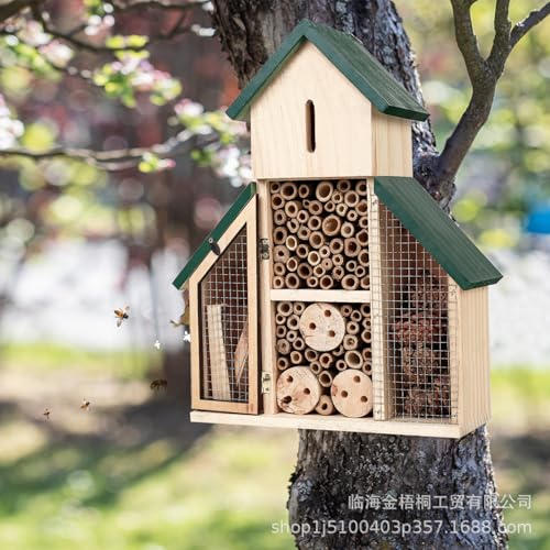 Wetterfest Natur/Nistkasten Bienenhotel Insektenhotel Bausatz aus Holz für Bienen, Insektenhotel Groß Schmetterlinge, Schmetterlingshaus für Garten Käfer & andere Tiere (3, EIN Stück) von JACKANNA