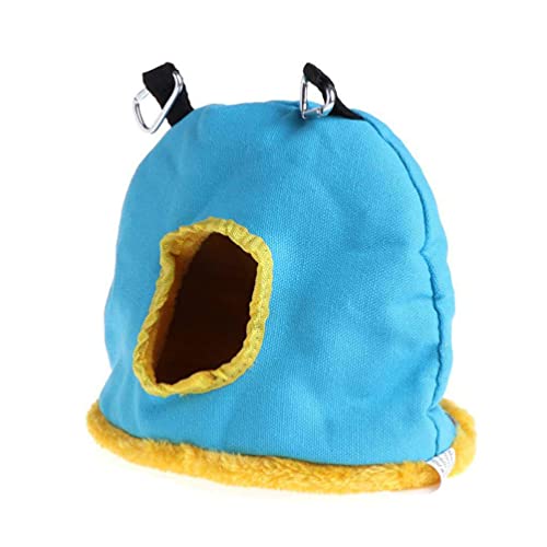 Winter-Plüschvogelnest mit Hängematte – Graugrünes Vogelhaus für Käfige, Warmes Schlafnest für Papageien & Kleintiere, Weich & Atmungsaktiv (Blau, 1 Stück) von JACKANNA
