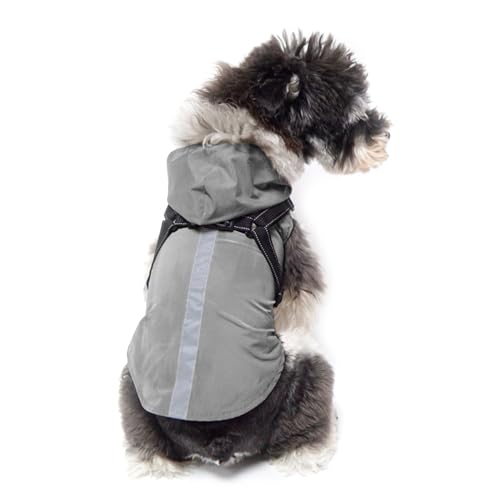 Hunde-Regenmantel mit Kapuze, wasserdicht, reflektierend, hautfreundlich, Regenbekleidung mit TraktionRope, Refl von JAGTRADE