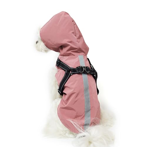 Hunde-Regenmantel mit Kapuze, wasserdicht, reflektierend, hautfreundlich, Regenbekleidung mit TraktionRope, Refl von JAGTRADE