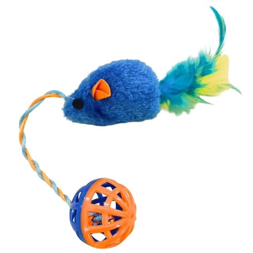 JAMNGHB Multifunktionaler Katzen-Teaser-Ball, Plüsch mit Soundeffekt-Glocken und gefiedert für Spielzeiten, Stimulation, kaubares Katzenspielzeug JAMNGHB Multifunktionaler Katzen-Teaser-Ball, Plüsch mit Soundeffekt-Glocken und gefiedert für Spielzeiten, Stimulation, kaubares Katzenspielzeug von JAMNGHB