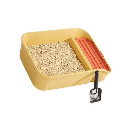 Katzentoilette mit Katzentoilette mit Schaufel, auslaufsicher, hohe Wand, glatte Oberflächen, Katzentoilette für Kätzchen, einfache Reinigung, niedriger Einstieg Katzentoilette mit Katzentoilette mit Schaufel, auslaufsicher, hohe Wand, glatte Oberflächen, Katzentoilette für Kätzchen, einfache Reinigung, niedriger Einstieg von JAMNGHB