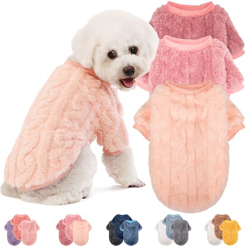 JAMPAYANG Hundepullover, 3er-Pack, Hundepullover für kleine Hunde oder Katzen, Mädchen oder Jungen, warme Hundekleidung für den Winter und Weihnachten (Pfirsich, Dunkelrosa, Hellviolett, Größe L) JAMPAYANG Hundepullover, 3er-Pack, Hundepullover für kleine Hunde oder Katzen, Mädchen oder Jungen, warme Hundekleidung für den Winter und Weihnachten (Pfirsich, Dunkelrosa, Hellviolett, Größe L) von JAMPAYANG