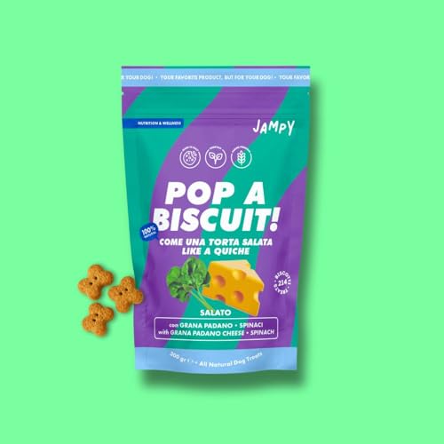 Jampy Pop a Biscuit für Hunde – Salziger Kuchen-Geschmack mit Spinat, Padano-Weizen, Quinoa und Premium-Mehl – natürliche Snacks, ohne Zusatzstoffe, 100 % pflanzlich, perfekt als kalorienarme Jampy Pop a Biscuit für Hunde – Salziger Kuchen-Geschmack mit Spinat, Padano-Weizen, Quinoa und Premium-Mehl – natürliche Snacks, ohne Zusatzstoffe, 100 % pflanzlich, perfekt als kalorienarme von JAMPY