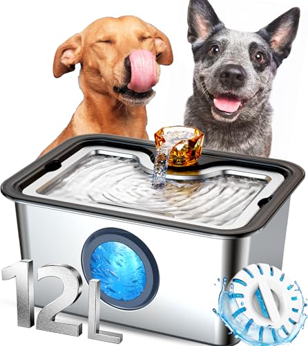 Großer Hund Wasserbrunnen Edelstahl, 3 Gallonen Haustier Wasserbrunnen für mehrere Haustiere, Ultra-leiser automatischer Katzen- & Hundewassernapfspender mit großem Filter und Pumpe Großer Hund Wasserbrunnen Edelstahl, 3 Gallonen Haustier Wasserbrunnen für mehrere Haustiere, Ultra-leiser automatischer Katzen- & Hundewassernapfspender mit großem Filter und Pumpe von JANARARY