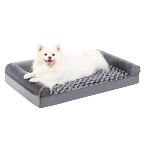 Hundebetten für große Hunde, wasserdichtes Hundesofabett mit Rutschfester Unterseite und abnehmbarem, waschbarem Bezug, für den Innen- und Außenbereich-Grey||L 91*W 68*H (8+8) cm von JANEMUA