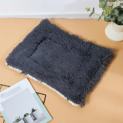 JANEMUA Großes Hundebett, Kistenunterlage für Käfige, waschbares Bett für große und mittelgroße Hunde, weiche Zwingerunterlage, rutschfestes Haustierbett-Dark Gray||M - 50 * 40cm von JANEMUA
