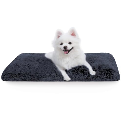JANEMUA Großes Hundebett, Plüsch-Hundekistenbett, Flauschige, Gemütliche Zwingerunterlage Zum Schlafen Und Zur Linderung Von Angstzuständen-Dark Gray||L76*W52*H3cm von JANEMUA