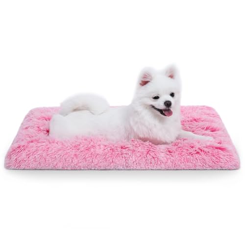 JANEMUA Großes Hundebett, Plüsch-Hundekistenbett, Flauschige, Gemütliche Zwingerunterlage Zum Schlafen Und Zur Linderung Von Angstzuständen-Pink||L76*W52*H3cm von JANEMUA