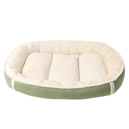 JANEMUA Hundebett, weiches Plüsch-Haustierkissen, Haustierbett mit Rutschfester Unterseite, Schlafverbesserung und Dicker Unterseite für alle Haustiere-Green||L - 70 x 55 x 13 cm von JANEMUA