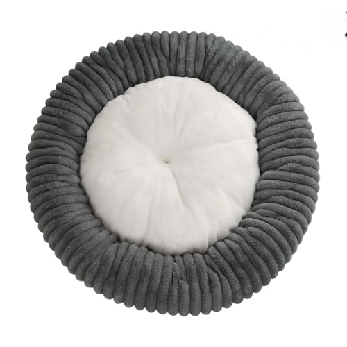 JANEMUA Hundebett für den Innenbereich, rundes Haustierbett mit Cord-Fleece, abnehmbarem Bezug und Rutschfester Unterseite, für alle Haustiere-Dark Gray||60cm * 20cm von JANEMUA