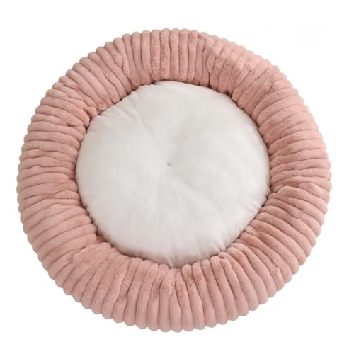 JANEMUA Hundebett für den Innenbereich, rundes Haustierbett mit Cord-Fleece, abnehmbarem Bezug und Rutschfester Unterseite, für alle Haustiere-Pink||70cm * 20cm von JANEMUA