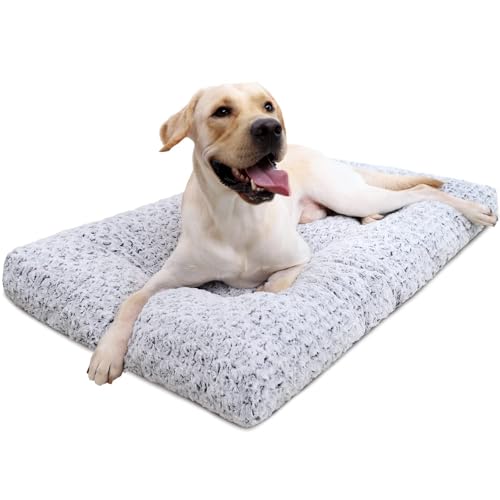 JANEMUA Waschbares Hundebett, Deluxe-Hundebox aus Plüsch, ultraweich und flauschig für große, riesige, mittelgroße und kleine Hunderassen-Grey||L 60 x W 45 x H 7cm von JANEMUA