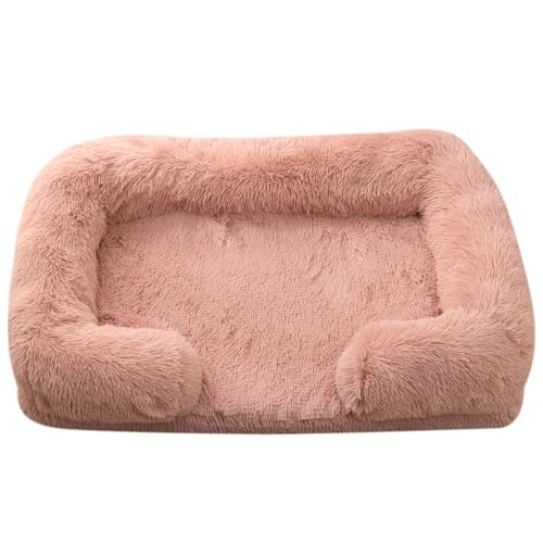 JANEMUA Waschbares Hundebett, Orthopädische Hundebetten Für Große Hunde, Bequemes Hundesofa Mit Waschbarem, Abnehmbarem Bezug, Haustierbett Mit Rutschfester Unterseite-Pink 1||M-57 x 45 x 12cm von JANEMUA