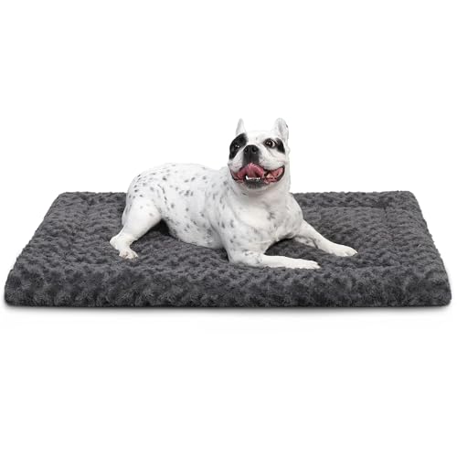 JANEMUA Waschbares Hundebett, Wendematte für Hundeboxen mit Rutschfester Unterseite, weiche, Flauschige Hundehüttenbetten für große, mittelgroße und kleine Hunde-Dark Gray||L 75 x W 47 x H 3cm von JANEMUA