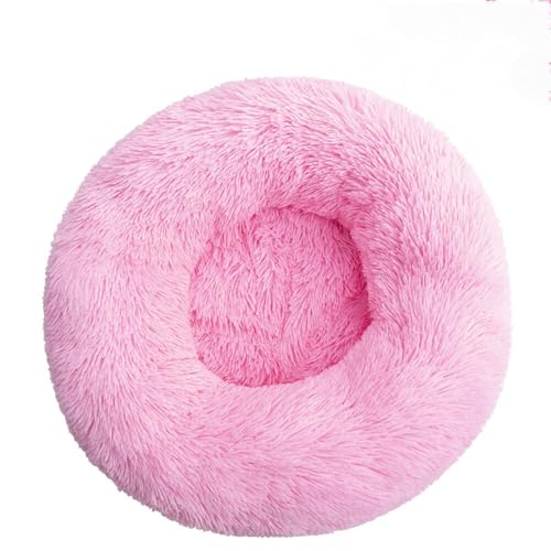 Katzenbetten für Hauskatzen, waschbares Donut-Bett, weiches Plüsch-Haustierkissen, wasserdichte Unterseite, flauschiges beruhigendes und selbstwärmendes Bett für Hunde und Katzen-Pink2||90cm * 20cm von JANEMUA