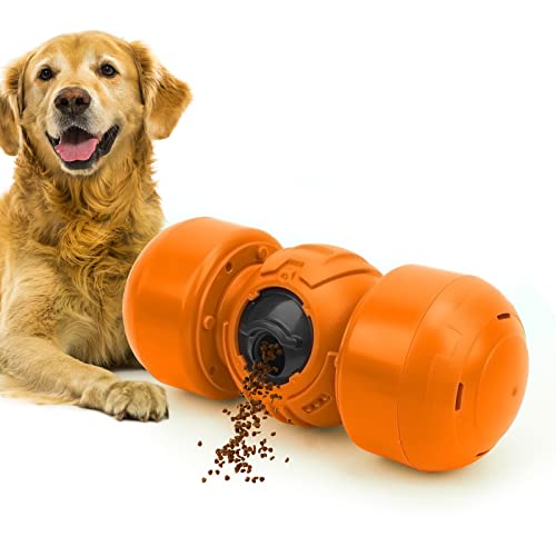 JAOMON Rolling Feeder Hundespielzeug Einstellbar Hundespeisegerät Spielzeug Kunststoff Hund IQ Treat Spender Interaktive Snack Feeding Ball Spielzeug Kauspielzeug Snack Dispenser für Hunde, Orange von JAOMON