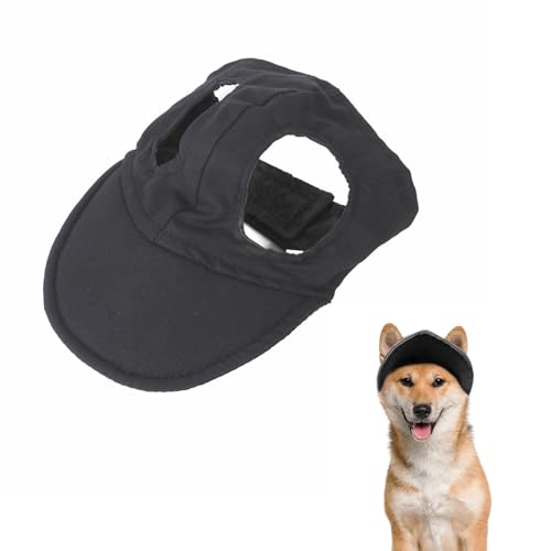 JAONLD Hunde Sonnenhut,Hunde Cap Verstellbar Sonnenschutz Hut Hundecap mit Ohrlöchern,Sommer Schattierungshut Hundehüte für Einen Kopfumfang von 29–35 cm（Schwarz,S von JAONLD