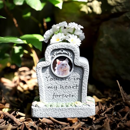 Haustier-Gedenkstein für Hund oder Katze, Haustier-Grabmarker mit Fotorahmenschlitz und Blumenstraußhalter, einzigartiger Hunde-Gedenkstein Gartenstein, Verlust von Haustier-Geschenk (You are in my Haustier-Gedenkstein für Hund oder Katze, Haustier-Grabmarker mit Fotorahmenschlitz und Blumenstraußhalter, einzigartiger Hunde-Gedenkstein Gartenstein, Verlust von Haustier-Geschenk (You are in my von JARPSIRY