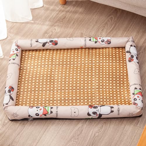 Hundebett Sommer Kühlmatte Rattan Pad Maschinenwaschbar Weiche Zwinger Pad Hund Schlafen Bett für Große Mittlere Kleine Hunde Katzen (Beige, Groß) von JARPSIRY