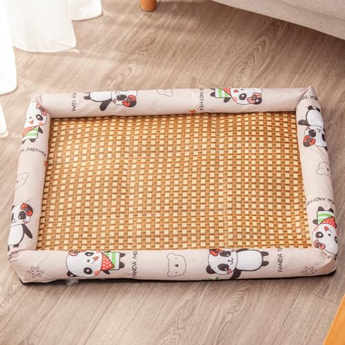 Hundebett Sommer Kühlmatte Rattan Pad Maschinenwaschbar Weiche Zwinger Pad Hund Schlafen Bett für Große Mittlere Kleine Hunde Katzen (Beige, M) von JARPSIRY