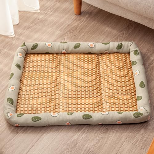 Hundebett Sommer Kühlmatte Rattan Pad Maschinenwaschbar Weiche Zwinger Pad Hund Schlafen Bett für Große Mittlere Kleine Hunde Katzen (Grün, Klein) von JARPSIRY