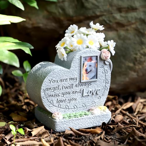 JARPSIRY Haustier-Gedenkstein für Hund oder Katze, Haustier-Grabmarker mit Fotorahmenschlitz und Blumenstraußhalter, einzigartiger Hunde-Gedenkstein Gartenstein, Verlust des Haustier-Geschenks (You JARPSIRY Haustier-Gedenkstein für Hund oder Katze, Haustier-Grabmarker mit Fotorahmenschlitz und Blumenstraußhalter, einzigartiger Hunde-Gedenkstein Gartenstein, Verlust des Haustier-Geschenks (You von JARPSIRY
