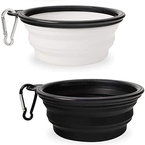 JAWAI 2 x faltbare Hundenapf aus Silikon, Hundenapf mit Karabiner, geeignet für Familie, Reisen, Camping, Wandern (350 ml) von JAWAI
