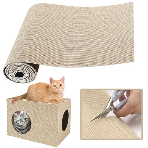 Katzenkratzmatten Selbstklebend 200cm x 40cm x 4mm, Kratzmatte Sofa, Katzen Kratzmatte, Geeignet für die Befestigung an Verschiedenen Oberflächen Wie Sofas, Türen und Wänden von JAWAI