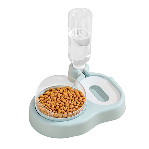 Erhöhte Katzennäpfe, 15° geneigte Katze Hund Schwerkraftfutter und Wasser erhöhte Näpfe Set mit automatischer Wasserspenderflasche, Abnehmbarer Katzenschale für Katzen kleine und mittelgroße Hunde (Doppelnäpfe Blau) Erhöhte Katzennäpfe, 15° geneigte Katze Hund Schwerkraftfutter und Wasser erhöhte Näpfe Set mit automatischer Wasserspenderflasche, Abnehmbarer Katzenschale für Katzen kleine und mittelgroße Hunde (Doppelnäpfe Blau) von JAY D.L