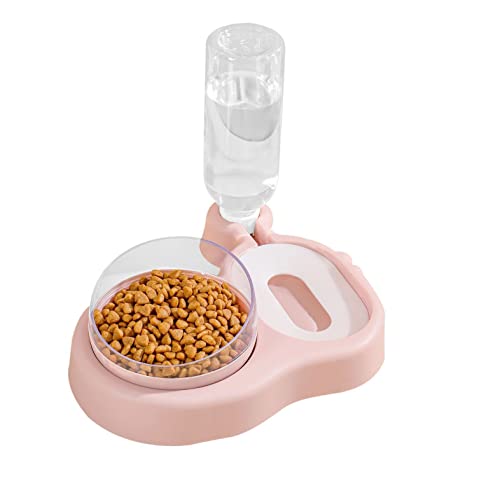 Erhöhte Katzennäpfe, 15° geneigte Katze Hund Schwerkraftfutter und Wasser erhöhte Näpfe Set mit automatischer Wasserspenderflasche, Abnehmbarer Katzenschale für Katzen kleine und mittelgroße Hunde (Doppelschalen Rosa) Erhöhte Katzennäpfe, 15° geneigte Katze Hund Schwerkraftfutter und Wasser erhöhte Näpfe Set mit automatischer Wasserspenderflasche, Abnehmbarer Katzenschale für Katzen kleine und mittelgroße Hunde (Doppelschalen Rosa) von JAY D.L