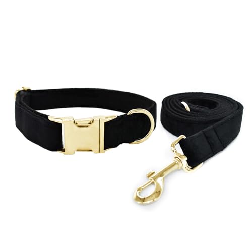 Hundehalsband und Leine, weiches und bequemes Samt-Hundehalsband und Leine, mit robuster Metallschnalle und D-Ring, verstellbare Halsbänder für kleine, mittelgroße und große Hunde (Halsband + Leine, Hundehalsband und Leine, weiches und bequemes Samt-Hundehalsband und Leine, mit robuster Metallschnalle und D-Ring, verstellbare Halsbänder für kleine, mittelgroße und große Hunde (Halsband + Leine, von JAY D.L