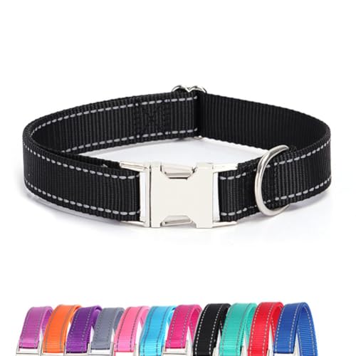 JAY D.L Reflektierendes Hundehalsband mit Metallschnalle, weiches, stabiles Nylon-Hundehalsband mit Schnellverschluss-Schnalle, verstellbare Haustierhalsbänder mit ID-Tag-Ring für kleine, mittelgroße JAY D.L Reflektierendes Hundehalsband mit Metallschnalle, weiches, stabiles Nylon-Hundehalsband mit Schnellverschluss-Schnalle, verstellbare Haustierhalsbänder mit ID-Tag-Ring für kleine, mittelgroße von JAY D.L