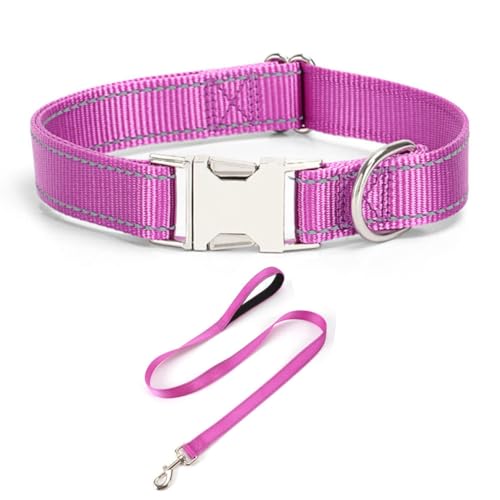 JAY D.L Reflektierendes Hundehalsband und Leine, Set mit Metallschnalle, weiches, stabiles Nylon-Hundehalsband mit Schnellverschluss-Schnalle, verstellbare Haustierhalsbänder mit ID-Tag-Ring für JAY D.L Reflektierendes Hundehalsband und Leine, Set mit Metallschnalle, weiches, stabiles Nylon-Hundehalsband mit Schnellverschluss-Schnalle, verstellbare Haustierhalsbänder mit ID-Tag-Ring für von JAY D.L