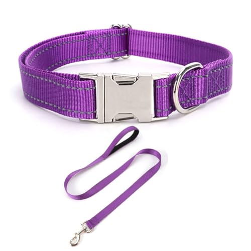 JAY D.L Reflektierendes Hundehalsband und Leine, Set mit Metallschnalle, weiches, stabiles Nylon-Hundehalsband mit Schnellverschluss-Schnalle, verstellbare Haustierhalsbänder mit ID-Tag-Ring für JAY D.L Reflektierendes Hundehalsband und Leine, Set mit Metallschnalle, weiches, stabiles Nylon-Hundehalsband mit Schnellverschluss-Schnalle, verstellbare Haustierhalsbänder mit ID-Tag-Ring für von JAY D.L