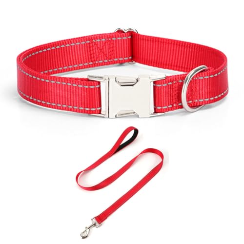 JAY D.L Reflektierendes Hundehalsband und Leine, Set mit Metallschnalle, weiches, stabiles Nylon-Hundehalsband mit Schnellverschluss-Schnalle, verstellbare Haustierhalsbänder mit ID-Tag-Ring für JAY D.L Reflektierendes Hundehalsband und Leine, Set mit Metallschnalle, weiches, stabiles Nylon-Hundehalsband mit Schnellverschluss-Schnalle, verstellbare Haustierhalsbänder mit ID-Tag-Ring für von JAY D.L
