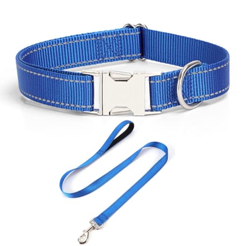 JAY D.L Reflektierendes Hundehalsband und Leine, Set mit Metallschnalle, weiches, stabiles Nylon-Hundehalsband mit Schnellverschluss-Schnalle, verstellbare Haustierhalsbänder mit ID-Tag-Ring für JAY D.L Reflektierendes Hundehalsband und Leine, Set mit Metallschnalle, weiches, stabiles Nylon-Hundehalsband mit Schnellverschluss-Schnalle, verstellbare Haustierhalsbänder mit ID-Tag-Ring für von JAY D.L