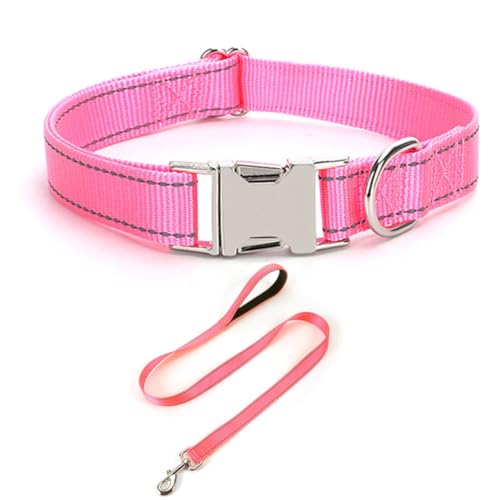 JAY D.L Reflektierendes Hundehalsband und Leine, Set mit Metallschnalle, weiches, stabiles Nylon-Hundehalsband mit Schnellverschluss-Schnalle, verstellbare Haustierhalsbänder mit ID-Tag-Ring für JAY D.L Reflektierendes Hundehalsband und Leine, Set mit Metallschnalle, weiches, stabiles Nylon-Hundehalsband mit Schnellverschluss-Schnalle, verstellbare Haustierhalsbänder mit ID-Tag-Ring für von JAY D.L