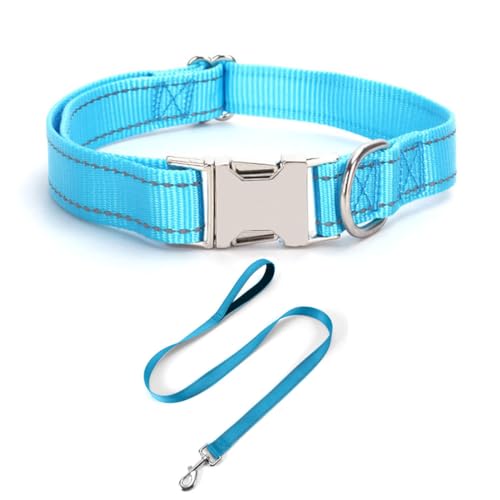JAY D.L Reflektierendes Hundehalsband und Leine, Set mit Metallschnalle, weiches, stabiles Nylon-Hundehalsband mit Schnellverschluss-Schnalle, verstellbare Haustierhalsbänder mit ID-Tag-Ring für JAY D.L Reflektierendes Hundehalsband und Leine, Set mit Metallschnalle, weiches, stabiles Nylon-Hundehalsband mit Schnellverschluss-Schnalle, verstellbare Haustierhalsbänder mit ID-Tag-Ring für von JAY D.L
