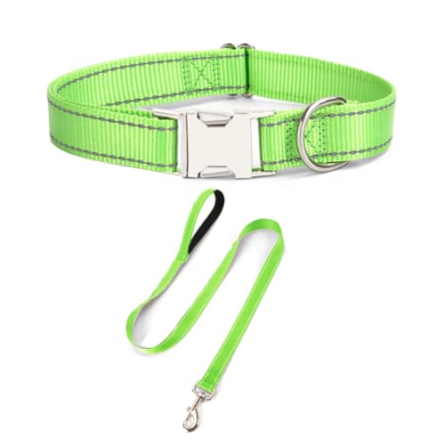 JAY D.L Reflektierendes Hundehalsband und Leine, Set mit Metallschnalle, weiches, stabiles Nylon-Hundehalsband mit Schnellverschluss-Schnalle, verstellbare Haustierhalsbänder mit ID-Tag-Ring für JAY D.L Reflektierendes Hundehalsband und Leine, Set mit Metallschnalle, weiches, stabiles Nylon-Hundehalsband mit Schnellverschluss-Schnalle, verstellbare Haustierhalsbänder mit ID-Tag-Ring für von JAY D.L