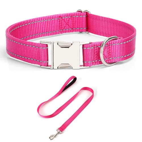 JAY D.L Reflektierendes Hundehalsband und Leine, Set mit Metallschnalle, weiches, stabiles Nylon-Hundehalsband mit Schnellverschluss-Schnalle, verstellbare Haustierhalsbänder mit ID-Tag-Ring für JAY D.L Reflektierendes Hundehalsband und Leine, Set mit Metallschnalle, weiches, stabiles Nylon-Hundehalsband mit Schnellverschluss-Schnalle, verstellbare Haustierhalsbänder mit ID-Tag-Ring für von JAY D.L