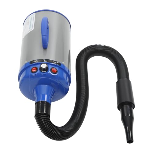 JAYEUW Haustier-Haartrockner, 2200W 220V Hundefön, Tierhaartrockner, Pet Dryer für Fell Pflege, Hundetrockner mit 4 Düsen, 25-75m/s, 30℃/55℃ (Blau) von JAYEUW